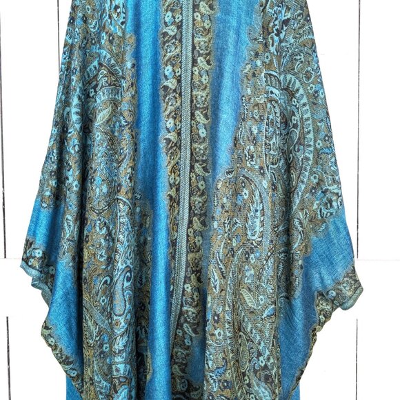Blue paisley kimono cardigan cover up - Picture 6 of 6